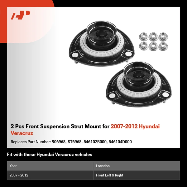 2 Pcs Front Suspension Strut Mount for 2007-2012 Hyundai Veracruz