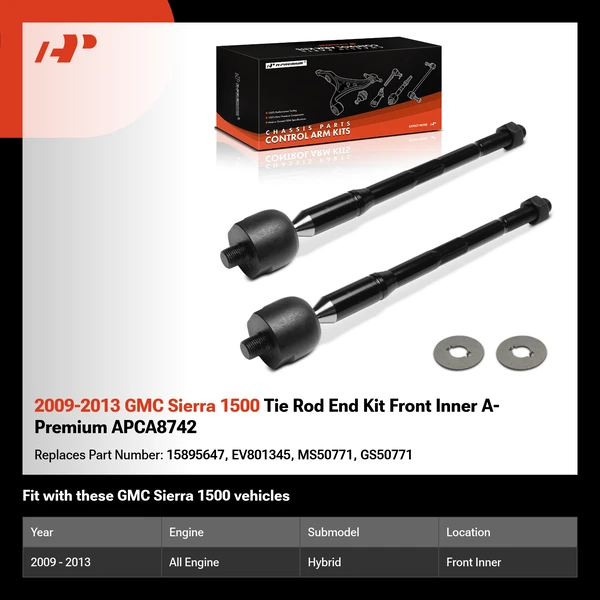 2009-2013 GMC Sierra 1500 Tie Rod End Kit Front Inner A-Premium APCA8742