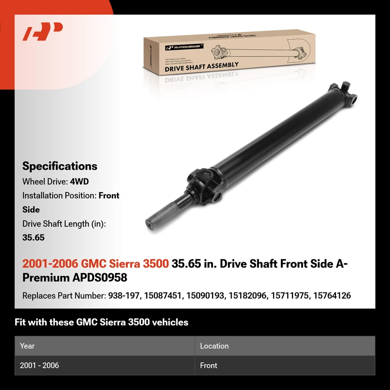 2001-2006 GMC Sierra 3500 35.65 in. Drive Shaft Front Side A-Premium APDS0958