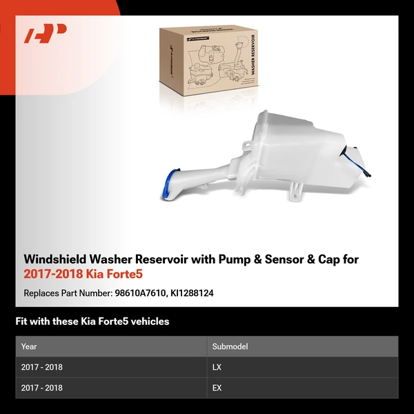 Windshield Washer Reservoir with Pump & Sensor & Cap for 2017-2018 Kia Forte5