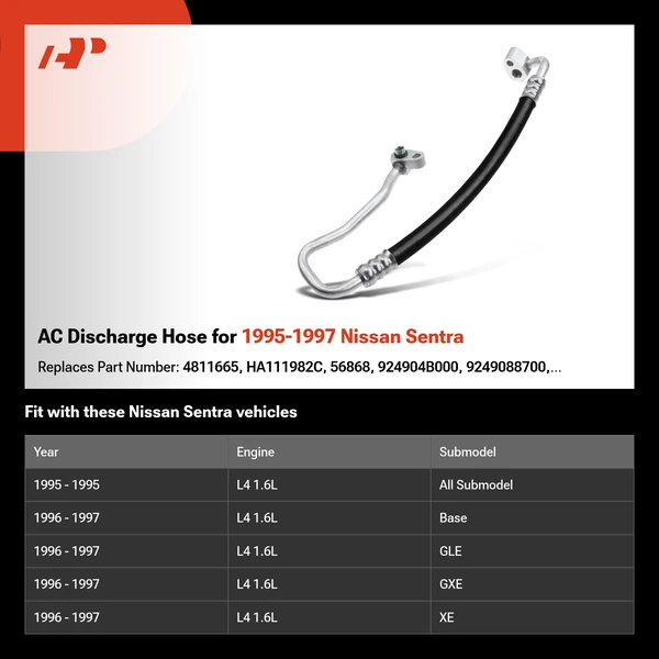 AC Discharge Hose for 1995-1997 Nissan Sentra