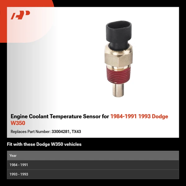 Engine Coolant Temperature Sensor for 1984-1991 1993 Dodge W350