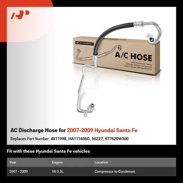 AC Discharge Hose for 2007-2009 Hyundai Santa Fe