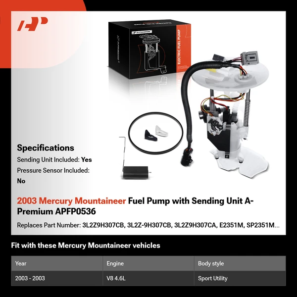2003 Mercury Mountaineer Fuel Pump with Sending Unit A-Premium APFP0536