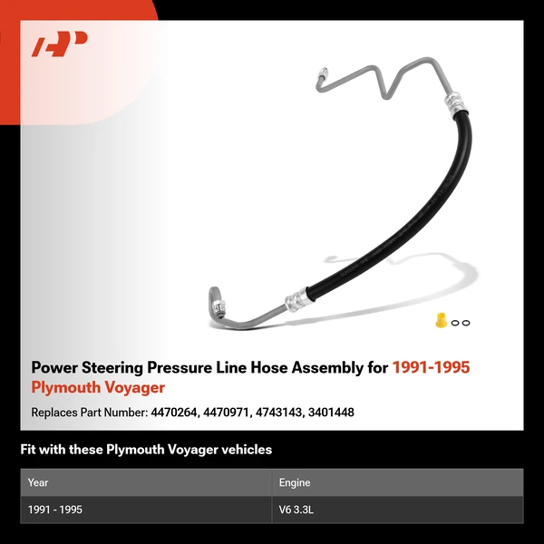 Power Steering Pressure Line Hose Assembly for 1991-1995 Plymouth Voyager