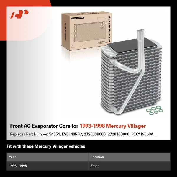 Front AC Evaporator Core for 1993-1998 Mercury Villager