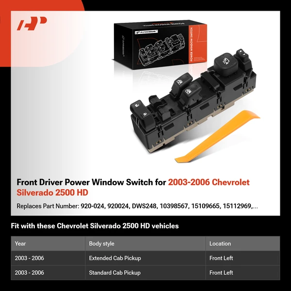 Front Driver Power Window Switch for 2003-2006 Chevrolet Silverado 2500 HD