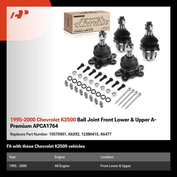 1995-2000 Chevrolet K2500 Ball Joint Front Lower & Upper A-Premium APCA1764