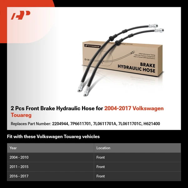2 Pcs Front Brake Hydraulic Hose for 2004-2017 Volkswagen Touareg