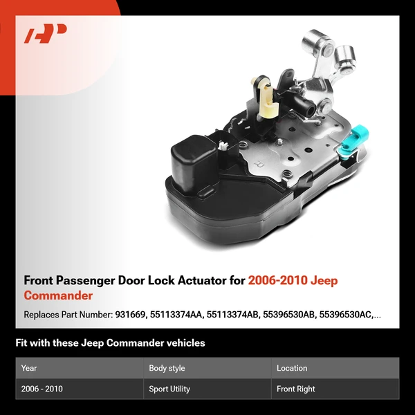 Front Passenger Door Lock Actuator for 2006-2010 Jeep Commander