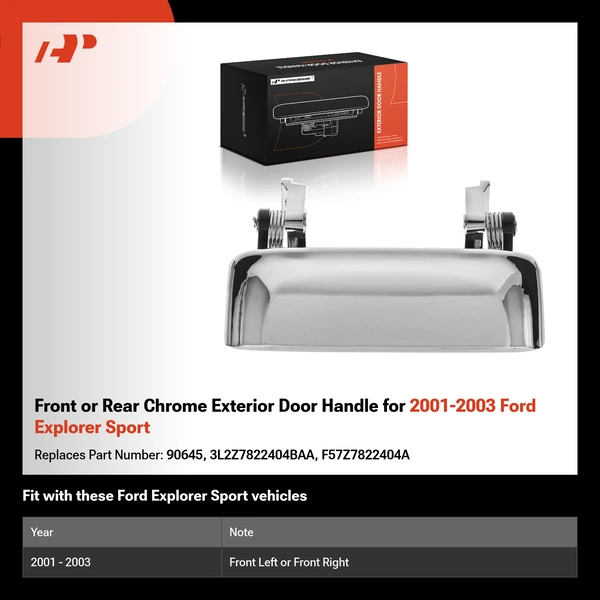 Front or Rear Chrome Exterior Door Handle for 2001-2003 Ford Explorer Sport