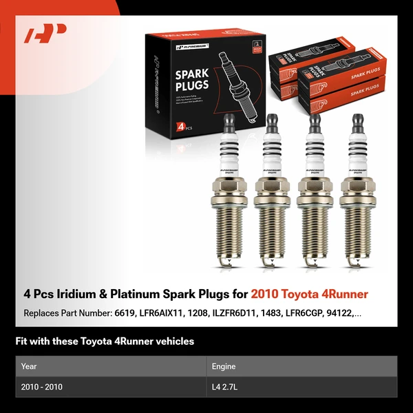 4 Pcs Iridium & Platinum Spark Plugs for 2010 Toyota 4Runner