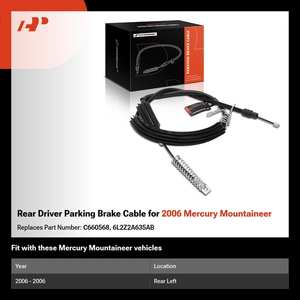 Rear Driver Parking Brake Cable for 2006 Mercury Mountaineer