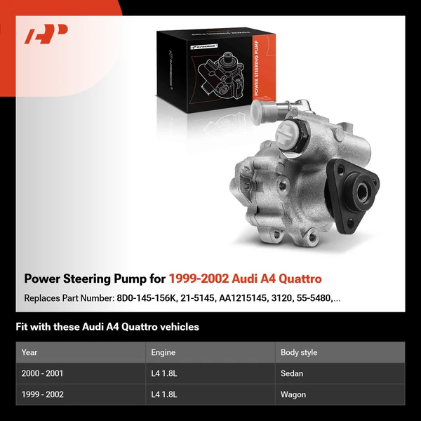 Power Steering Pump for 1999-2002 Audi A4 Quattro