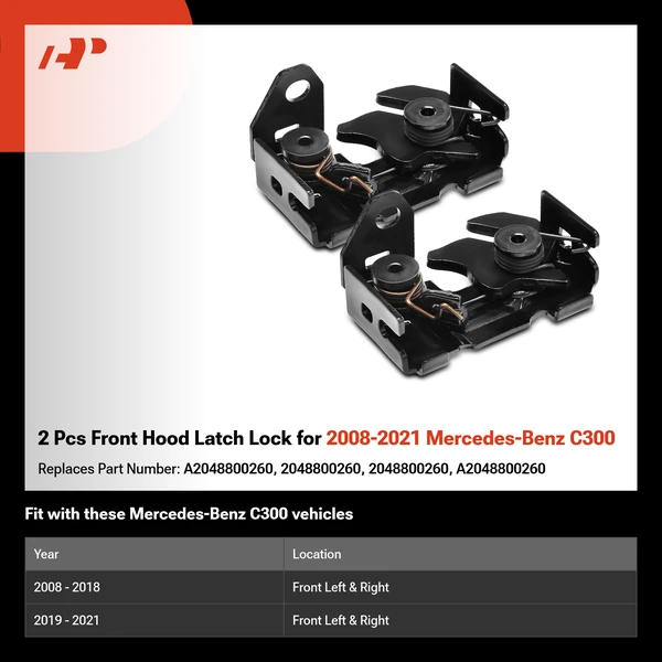 2 Pcs Front Hood Latch Lock for 2008-2021 Mercedes-Benz C300