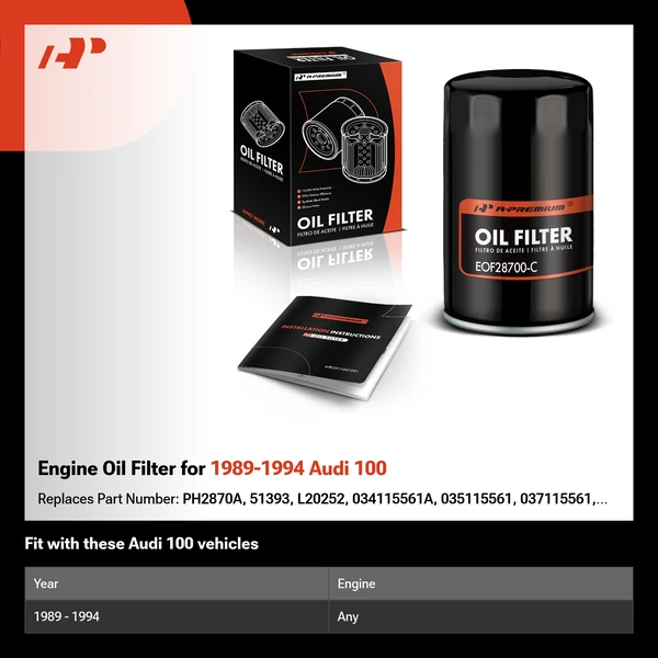 Engine Oil Filter for 1989-1994 Audi 100