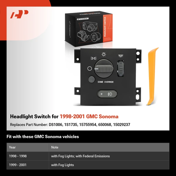 Headlight Switch for 1998-2001 GMC Sonoma