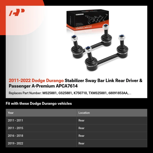 2011-2022 Dodge Durango Stabilizer Sway Bar Link Rear Driver & Passenger A-Premium APCA7614