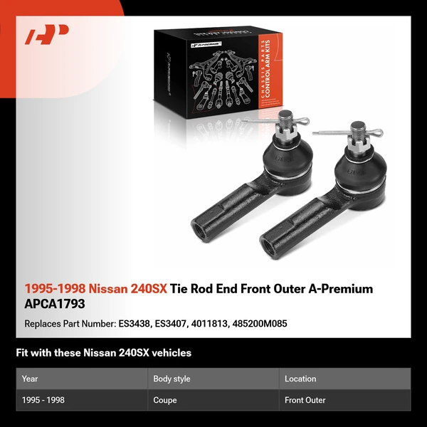 1995-1998 Nissan 240SX Tie Rod End Front Outer A-Premium APCA1793
