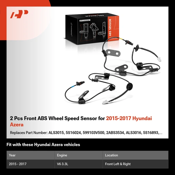 2 Pcs Front ABS Wheel Speed Sensor for 2015-2017 Hyundai Azera