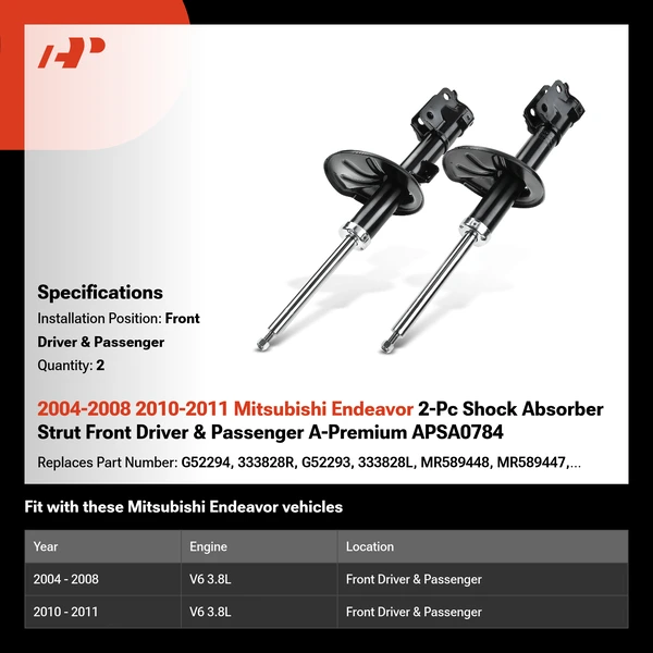 2004-2008 2010-2011 Mitsubishi Endeavor 2-Pc Shock Absorber Strut Front Driver & Passenger A-Premium APSA0784