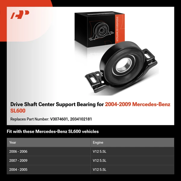 Drive Shaft Center Support Bearing for 2004-2009 Mercedes-Benz SL600