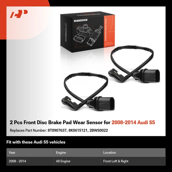 2 Pcs Front Disc Brake Pad Wear Sensor for 2008-2014 Audi S5