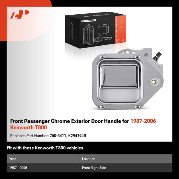 Front Passenger Chrome Exterior Door Handle for 1987-2006 Kenworth T800