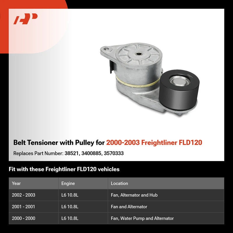 Belt Tensioner with Pulley for 2000-2003 Freightliner FLD120
