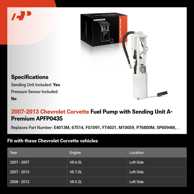 2007-2013 Chevrolet Corvette Fuel Pump with Sending Unit A-Premium APFP0435