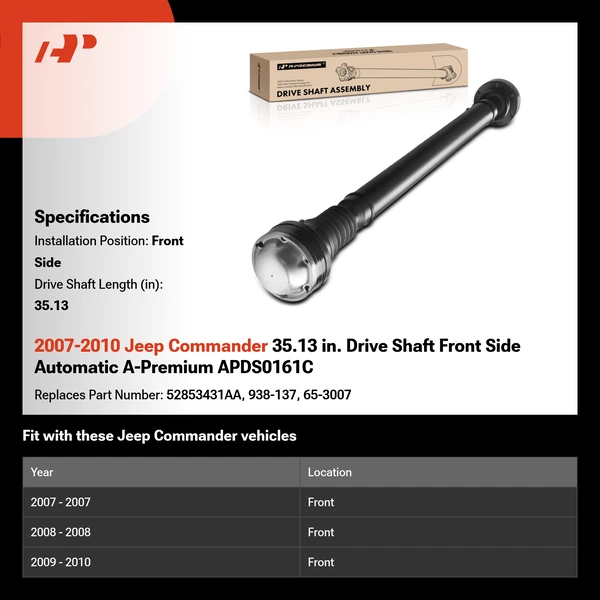 2007-2010 Jeep Commander 35.13 in. Drive Shaft Front Side Automatic A-Premium APDS0161C