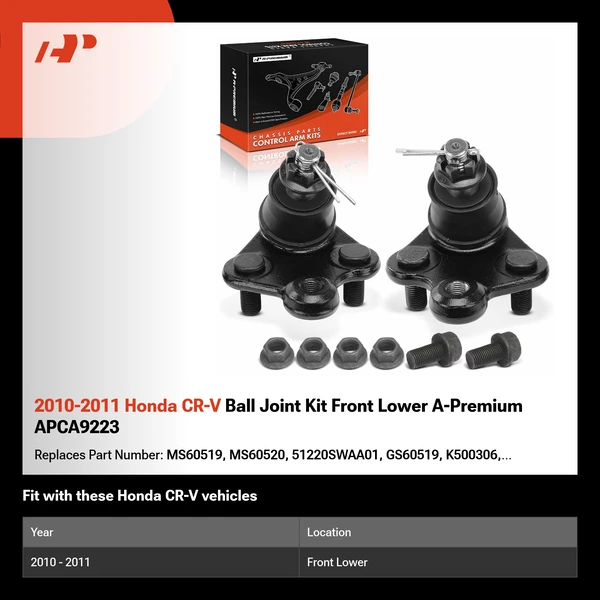 2010-2011 Honda CR-V Ball Joint Kit Front Lower A-Premium APCA9223
