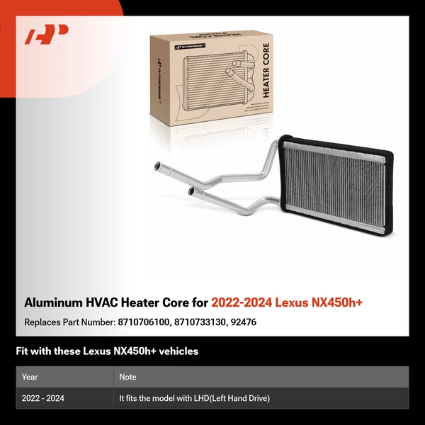 Aluminum HVAC Heater Core for 2022-2024 Lexus NX450h+