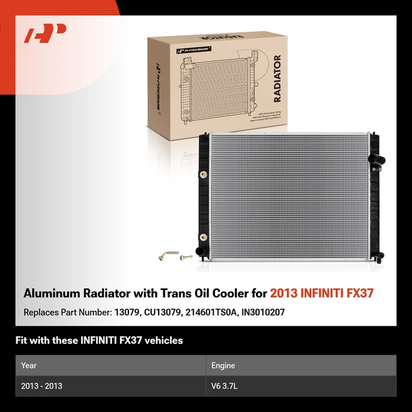 Aluminum Radiator with Trans Oil Cooler for 2013 INFINITI FX37
