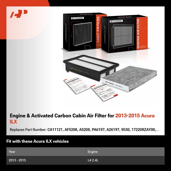 Engine & Activated Carbon Cabin Air Filter for 2013-2015 Acura ILX