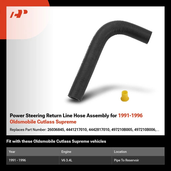 Power Steering Return Line Hose Assembly for 1991-1996 Oldsmobile Cutlass Supreme