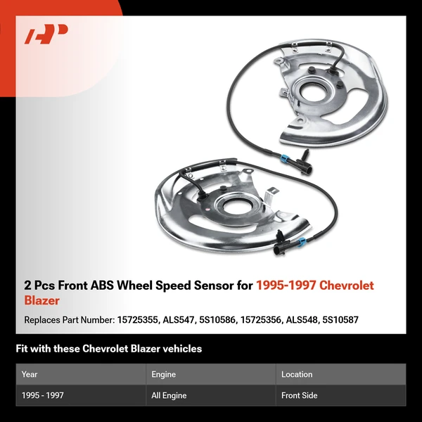 2 Pcs Front ABS Wheel Speed Sensor for 1995-1997 Chevrolet Blazer