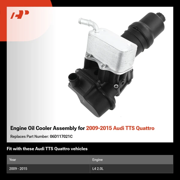 Engine Oil Cooler Assembly for 2009-2015 Audi TTS Quattro
