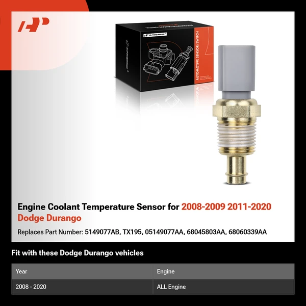 Engine Coolant Temperature Sensor for 2008-2009 2011-2020 Dodge Durango