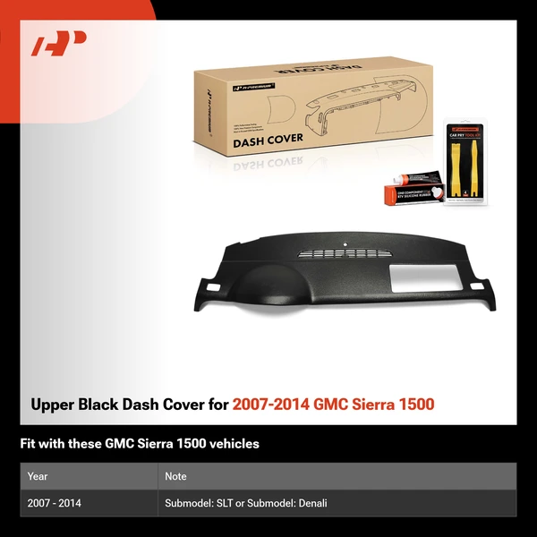 Upper Black Dash Cover for 2007-2014 GMC Sierra 1500