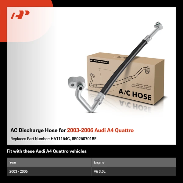 AC Discharge Hose for 2003-2006 Audi A4 Quattro