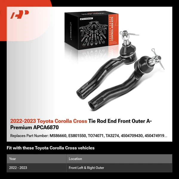 2022-2023 Toyota Corolla Cross Tie Rod End Front Outer A-Premium APCA6870