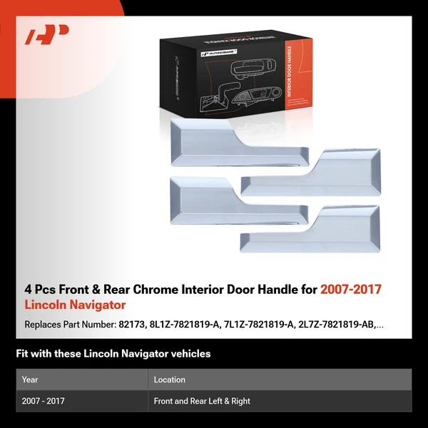 4 Pcs Front & Rear Chrome Interior Door Handle for 2007-2017 Lincoln Navigator