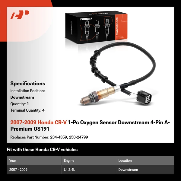 2007-2009 Honda CR-V 1-Pc Oxygen Sensor Downstream 4-Pin A-Premium OS191