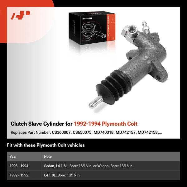 Clutch Slave Cylinder for 1992-1994 Plymouth Colt