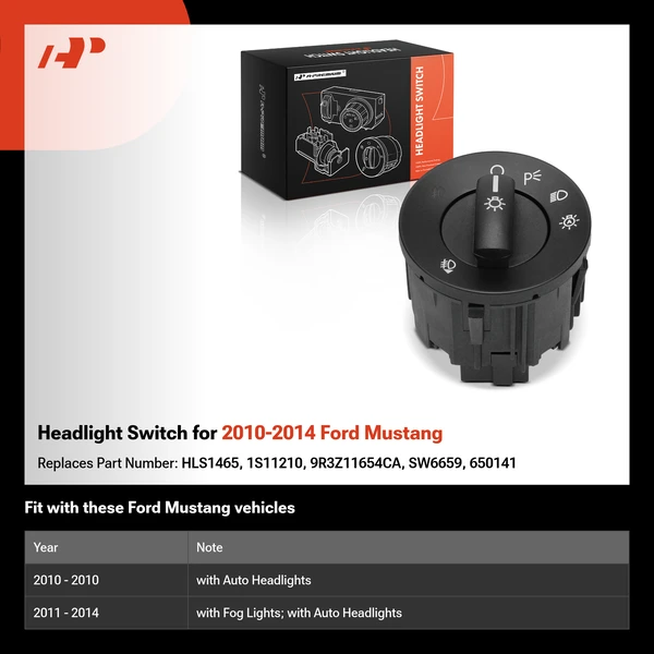 Headlight Switch for 2010-2014 Ford Mustang