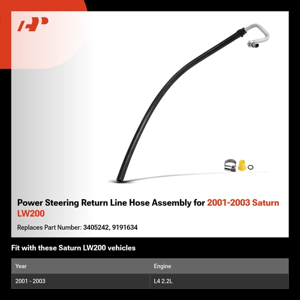 Power Steering Return Line Hose Assembly for 2001-2003 Saturn LW200