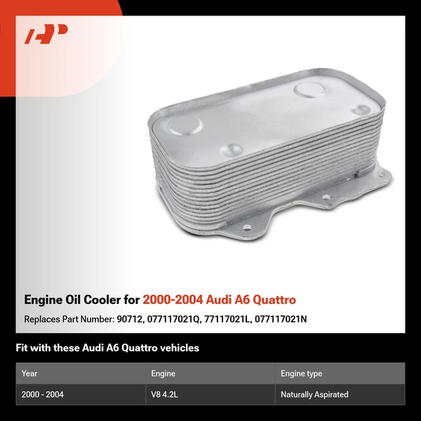 Engine Oil Cooler for 2000-2004 Audi A6 Quattro