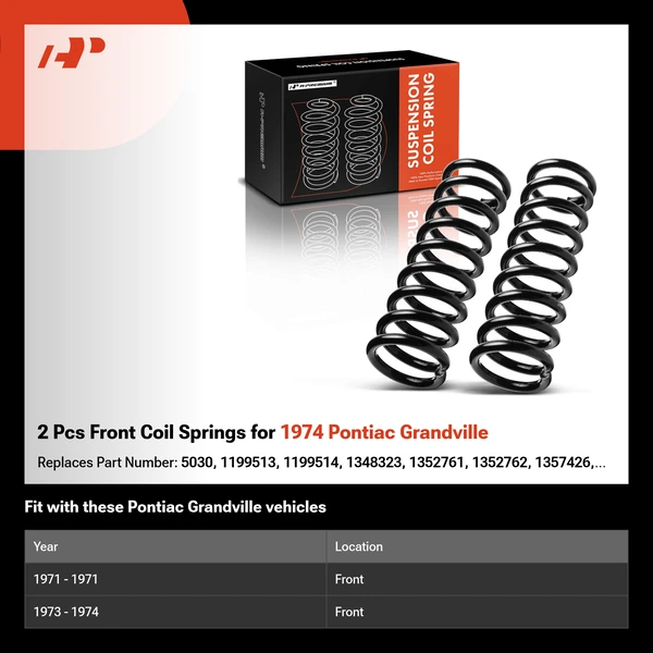 2 Pcs Front Coil Springs for 1974 Pontiac Grandville