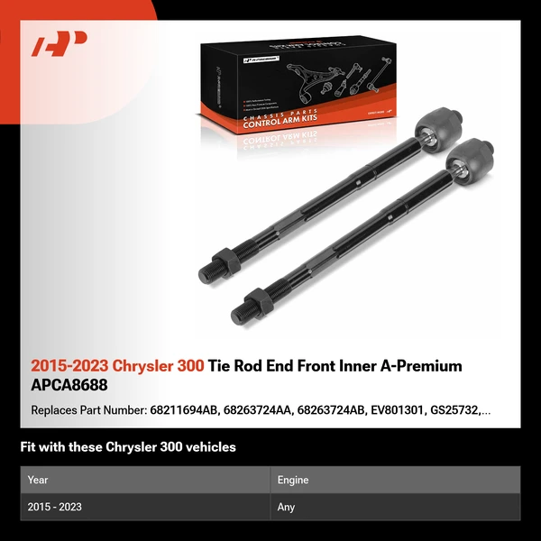 2015-2023 Chrysler 300 Tie Rod End Front Inner A-Premium APCA8688